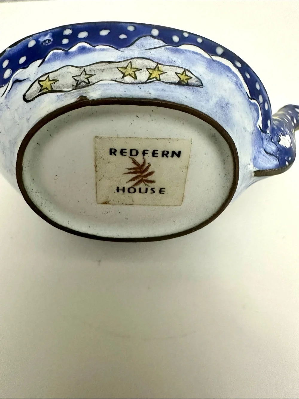 Vintage Redfern House Enamel Mini Teapot-Featuring Flying Pigs, Snow, Stars